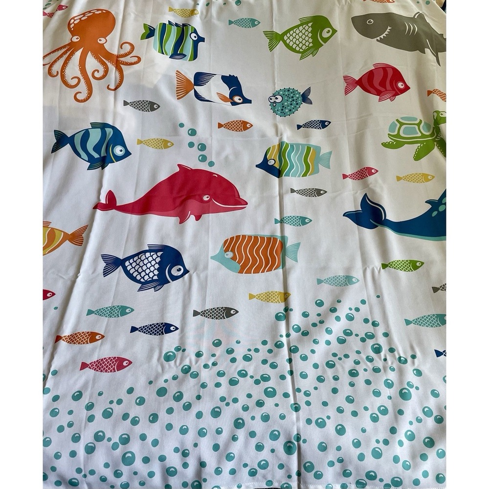 Circo by Target Kids Ocean Sea Life Shower Curtain Shark Whale Fish Dolphin FLAW